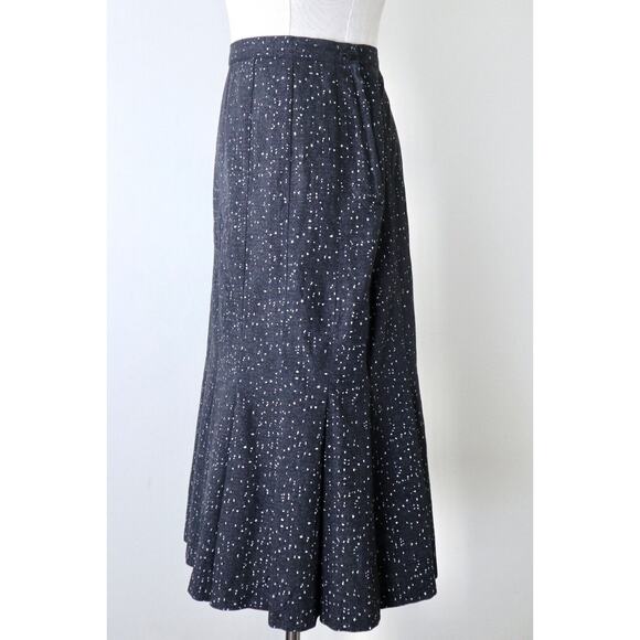 Vintage 1980s A. Byer High Waisted Mermaid Midi Skirt Retro Dot Print - Picture 5 of 10